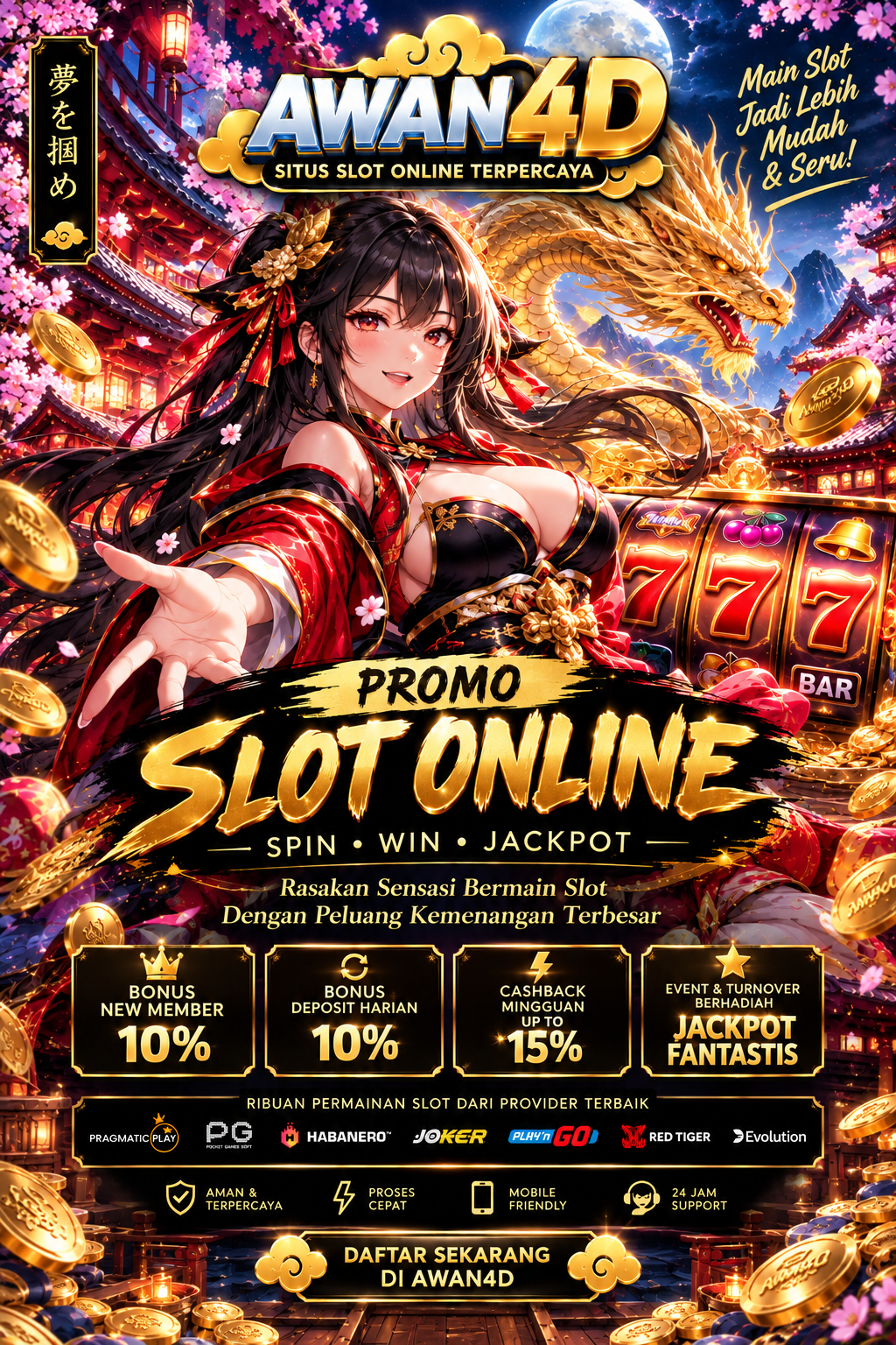 AWAN4D Anime Golden Dragon Casino Poster